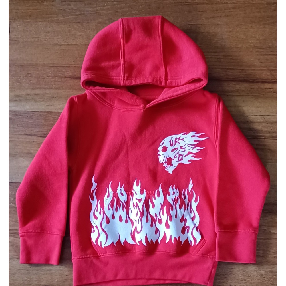 Rockstar Original Hoodie Kids 4T Red Skull Flame Graphic Pullover RSK-BHS-BPH